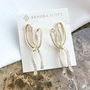 Kendra Scott | Gold Sasha White Crystal Statement Earrings